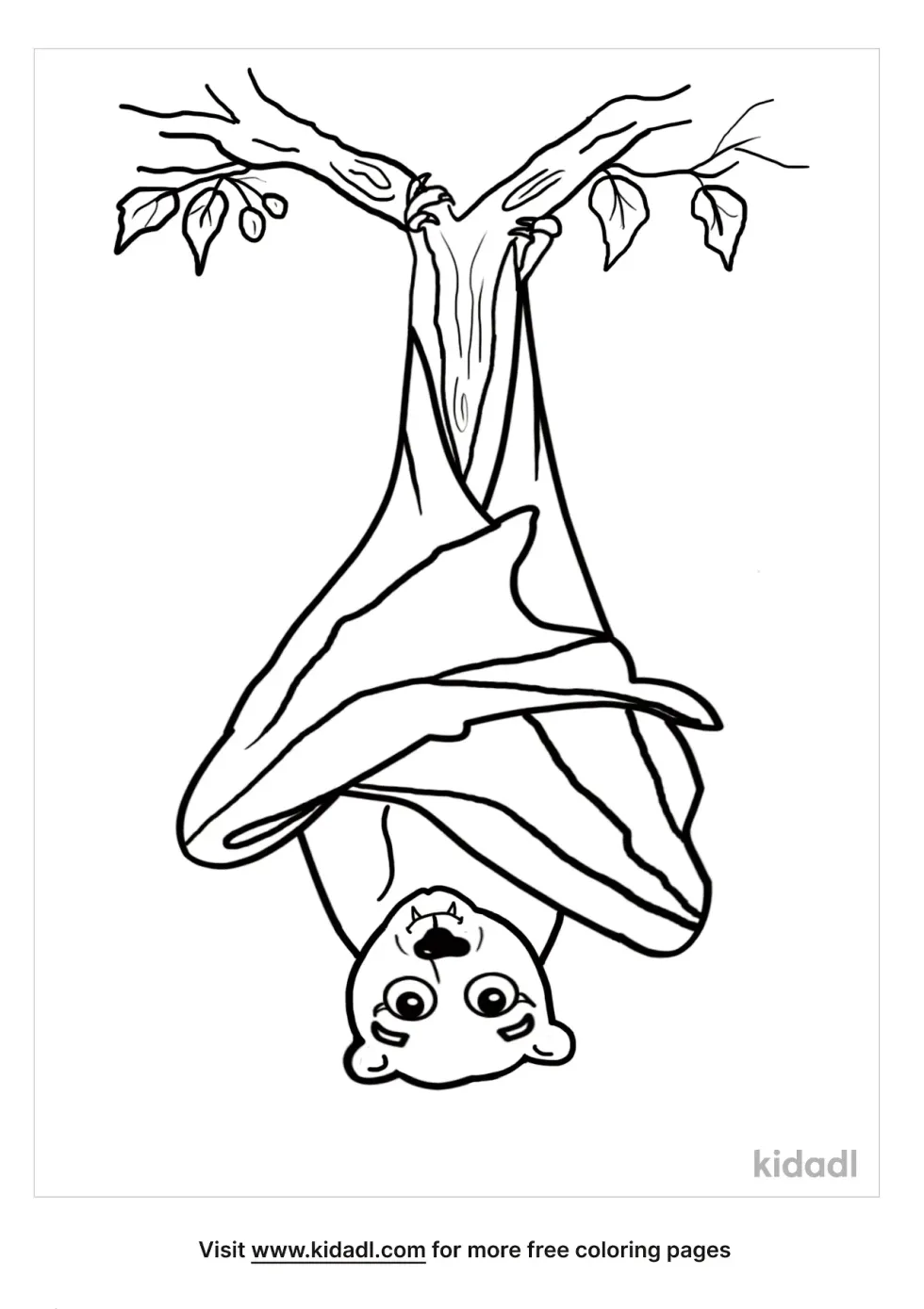 Bat Hanging Upside Down Coloring Page | Kidadl