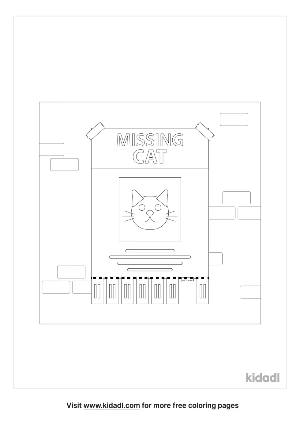 Missing Cat Coloring Page | Kidadl
