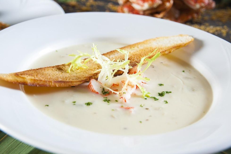 A bisque is often thickened by puree-ing the shells of the seafood instead of any external means.