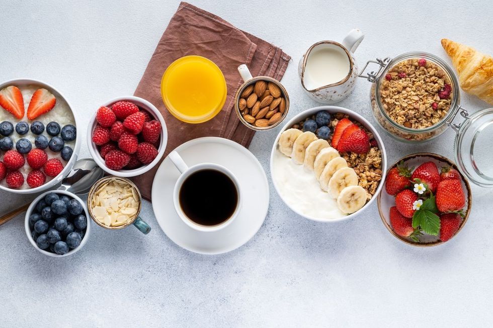 A breakfast spread full of delicious and healthy meal options.