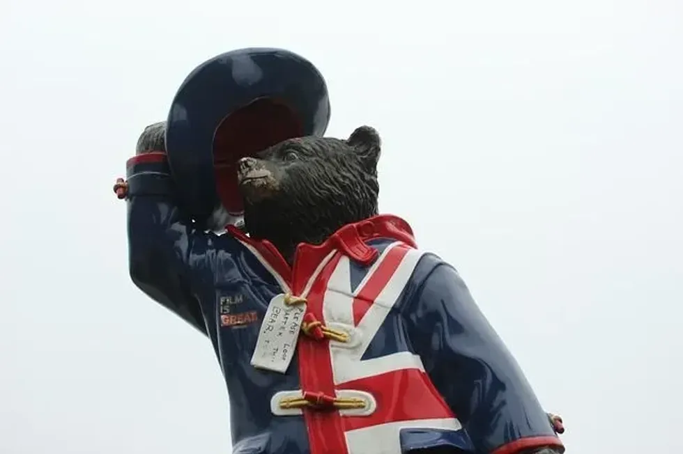 A charming statue of Paddington Bear is situated at the Miraflores Boardwalk in Lima, Peru.