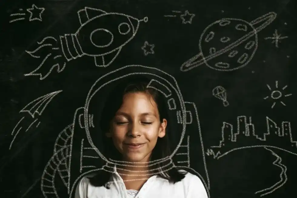 A child is ready to discover new things while being homeschooled.
