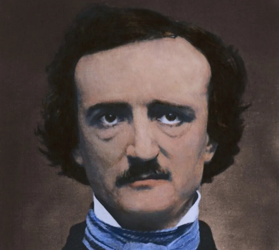 A close-up portrait of Edgar Allan Poe, known for his contributions to classic literature.