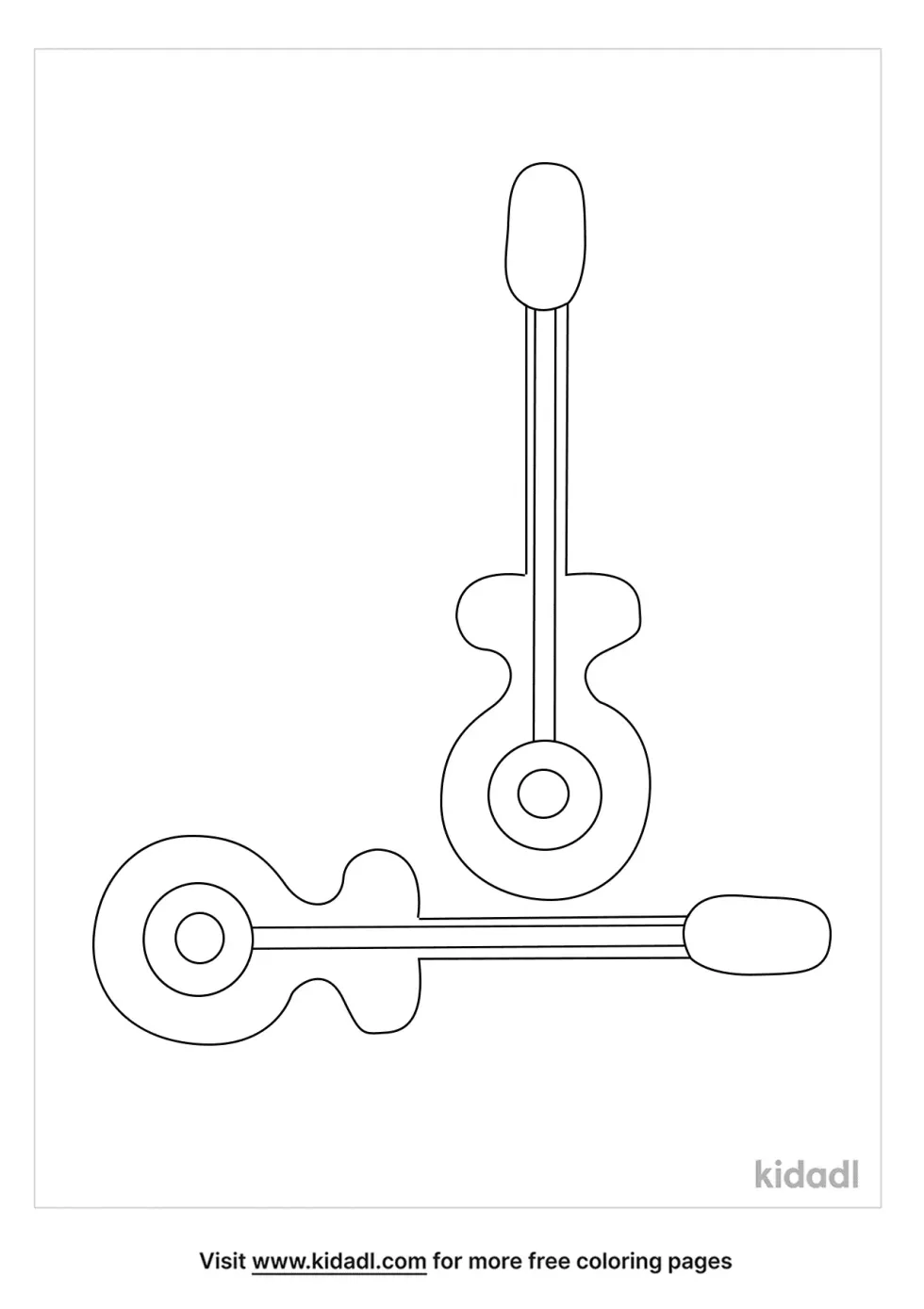 A coloring image of an abstract musical instrument