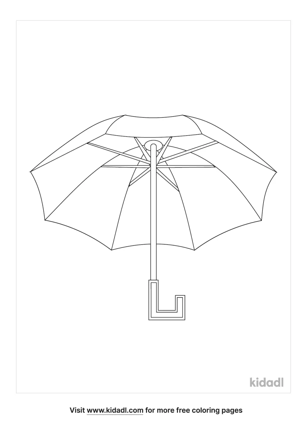 A coloring image showing a picture of a vintage umbrella from 1920's era