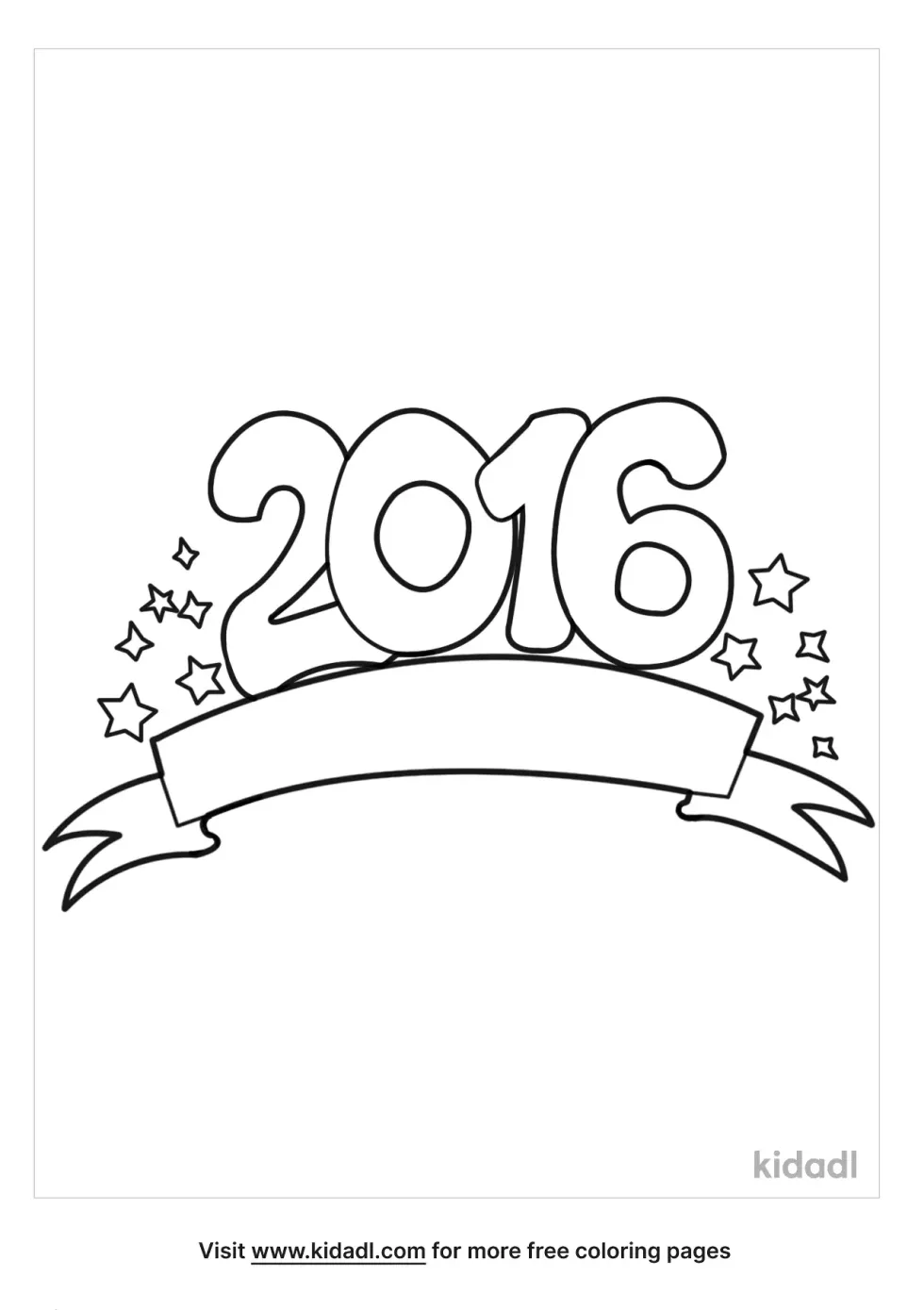 A coloring image showing the text "2016"