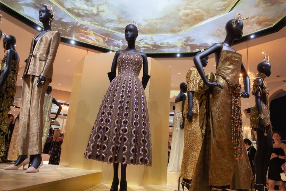  A dress created by the famous French designer, Christian Dior, is presented in the exhibition ‘Christian Dior, designer of dreams’ in The British capital.