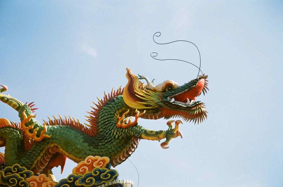 A fierce dragon sculpture which symbolizes supernatural power, wisdom, and immense strength
