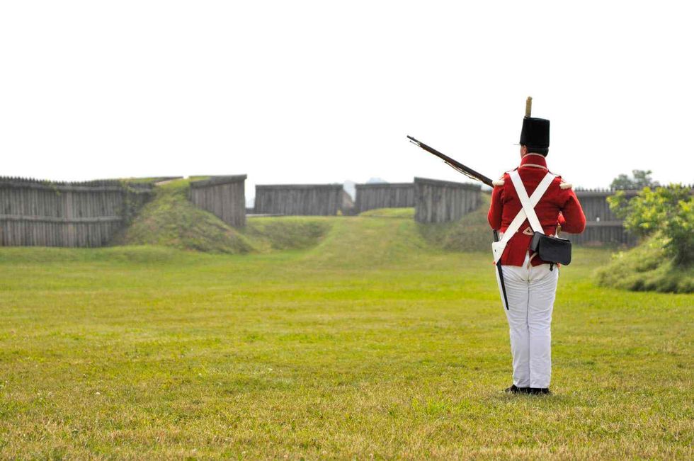 A historical red coat soldier with musket