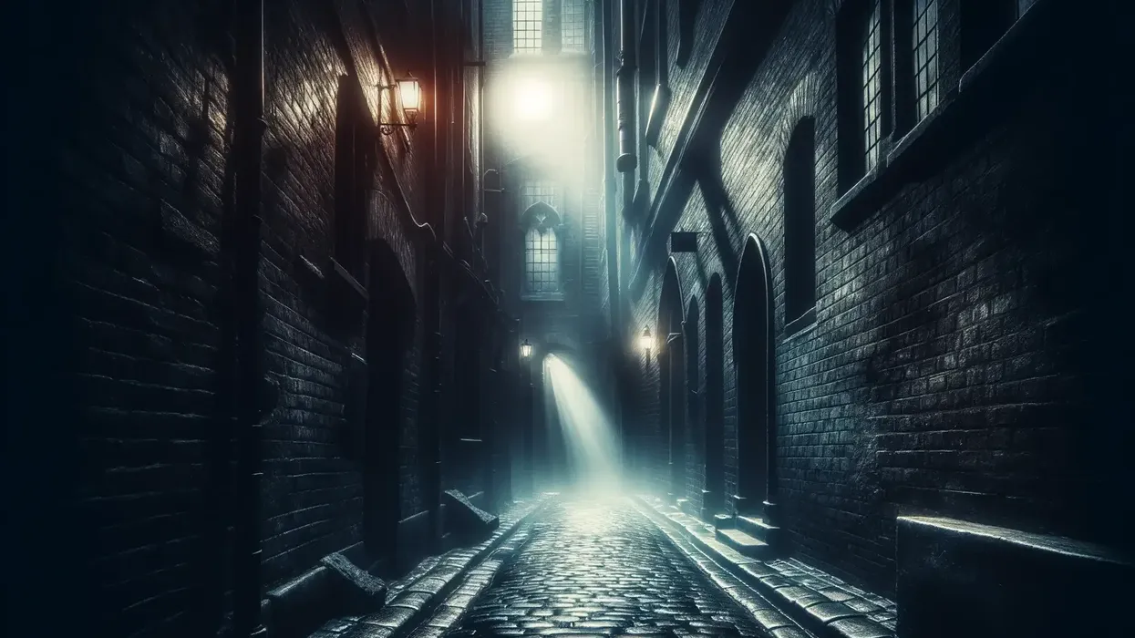A mysterious alleyway hinting at secrets, ideal for crafting intriguing rogue names.