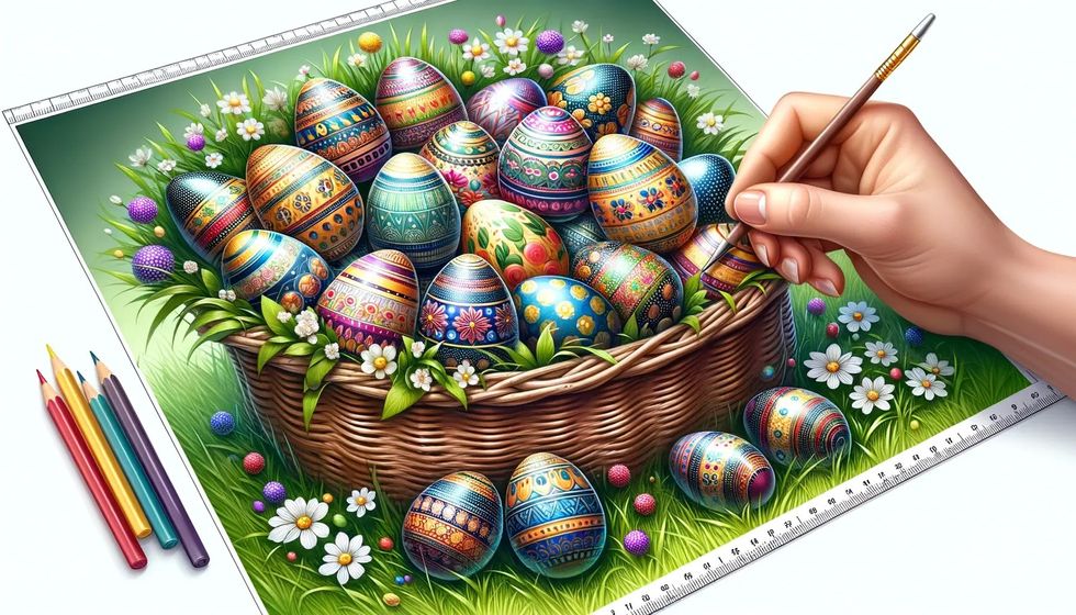 A painting of colorful Easter eggs.