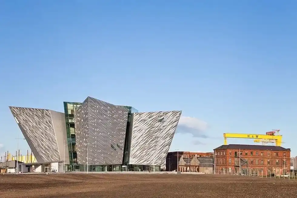 A panoramic view of the iconic Titanic Belfast building.