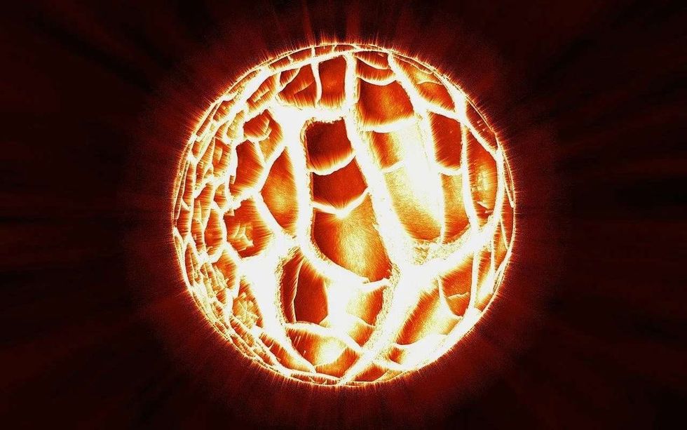 A red giant star is a huge, bloated star