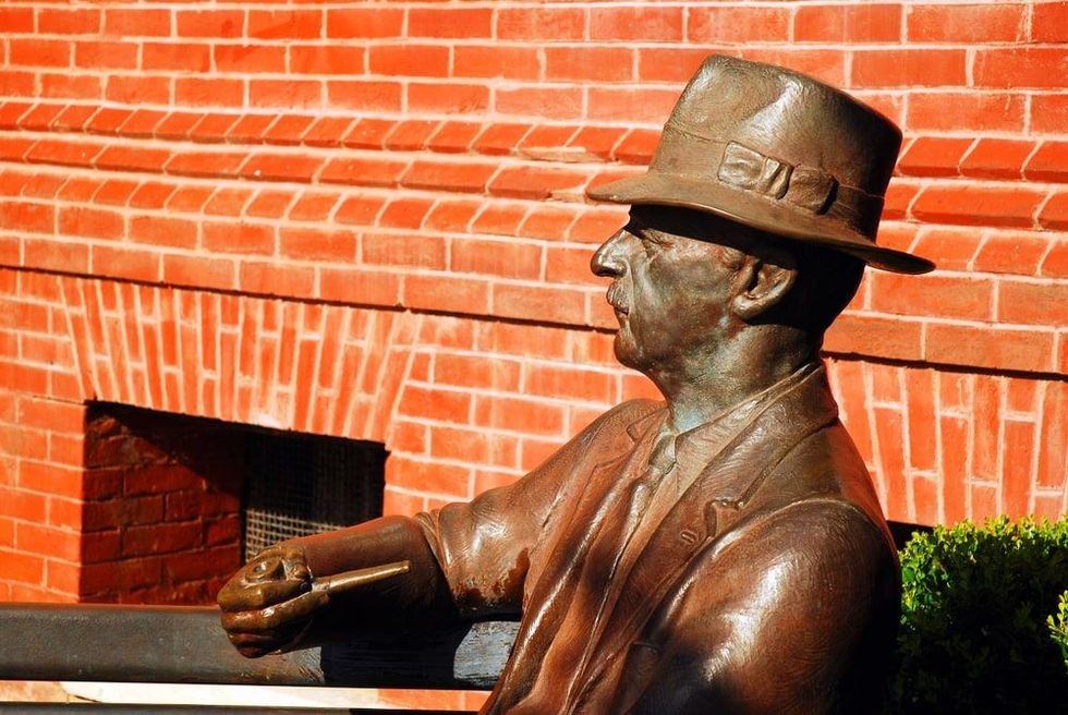A sculpture of author William Faulkner stands on the main square in his Oxford