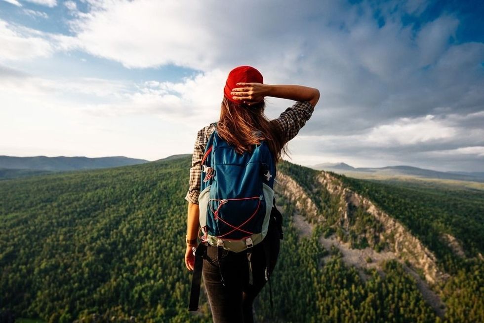 A trip to the mountains with a backpack.