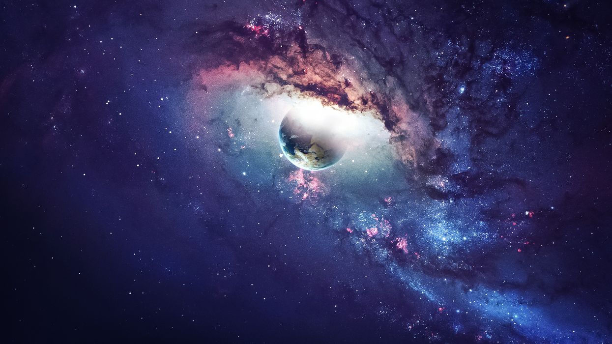 : A universe scene with planets, stars, and galaxies in outer space illustrative of scenes depicted in '2001: A Space Odyssey'.