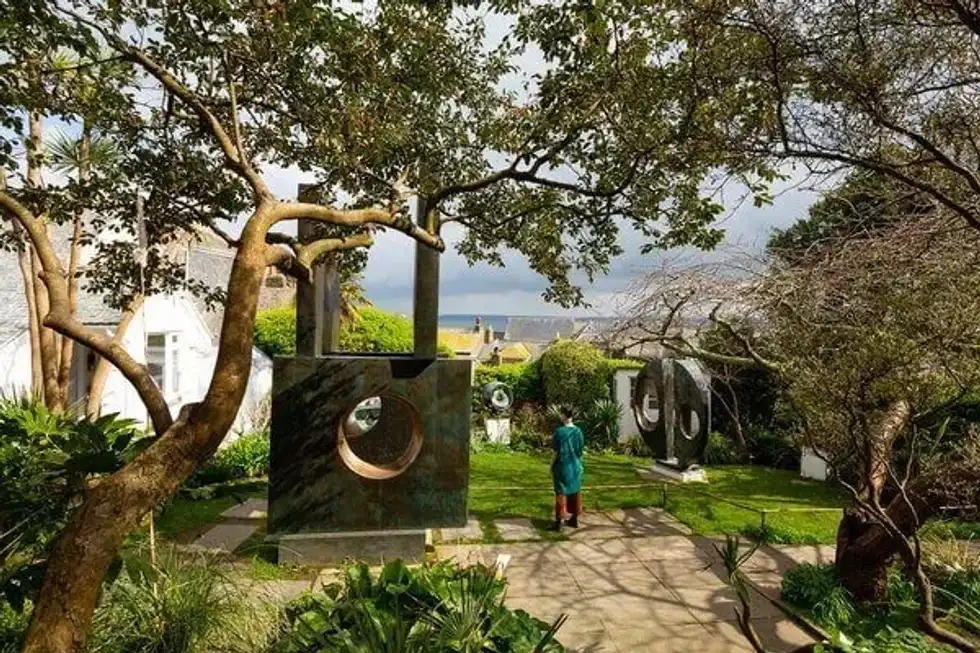 A view of the sculpture garden at the Barbara Hepworth Museum and Sculpture Garden.