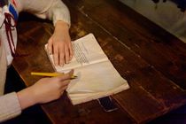 A woman diarist writing in her diary