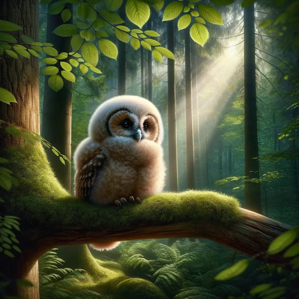A young owlet bird in its natural habitat.