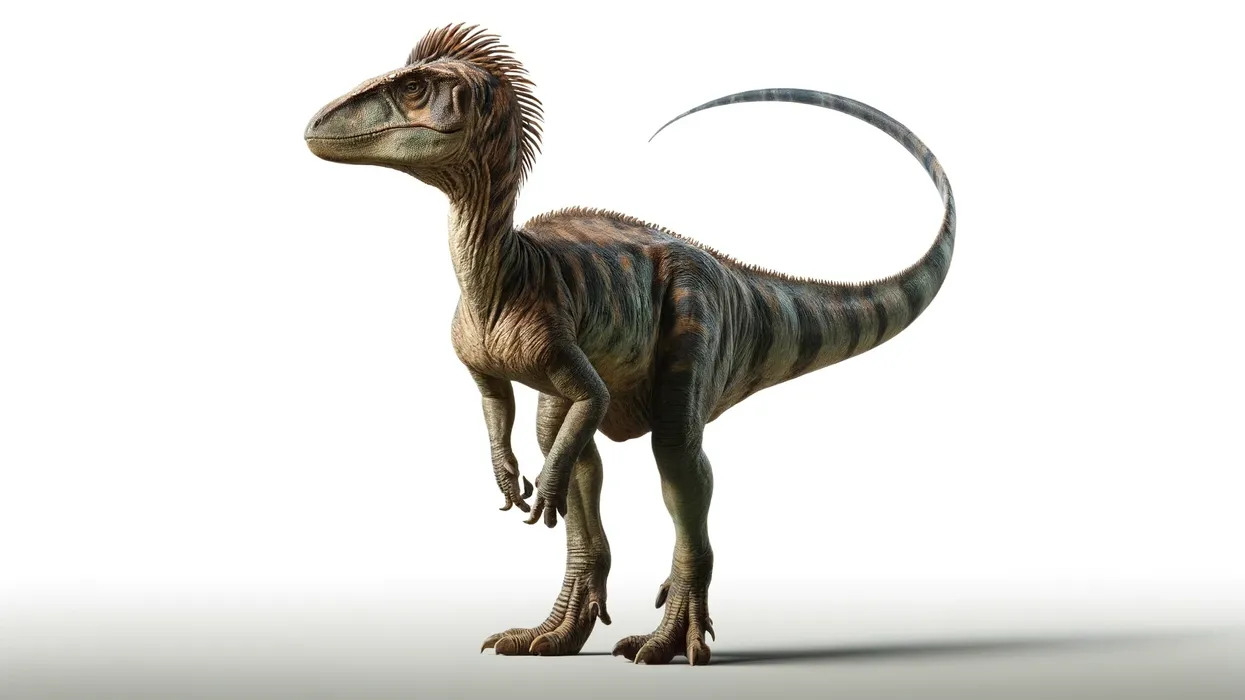 Adelolophus dinosaur standing against a plain white background.