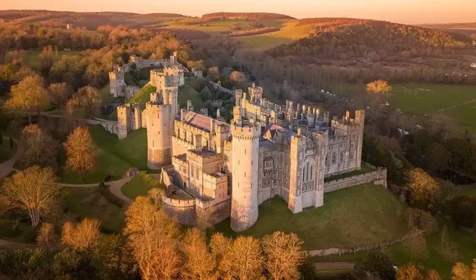 Aerial king of a beautiful castle