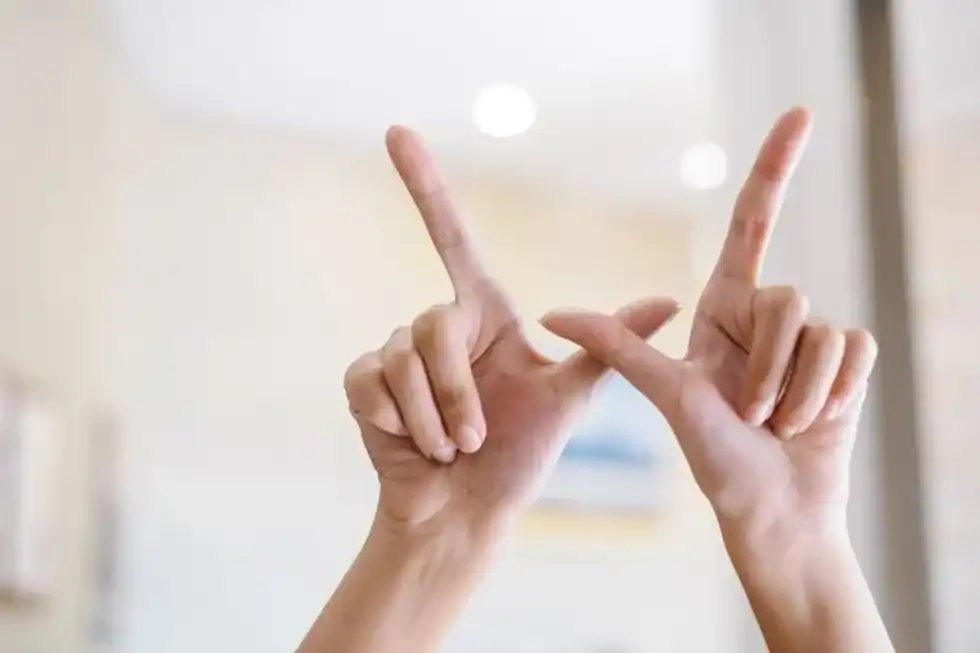 Alphabet with hands The Letter W