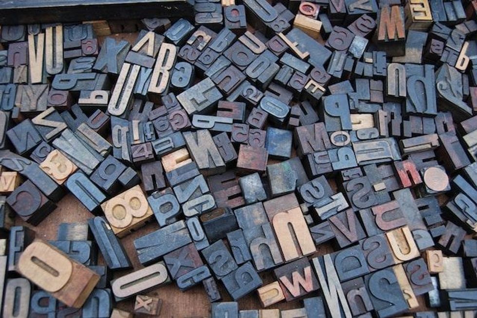 Alphabets and numbers scattered 