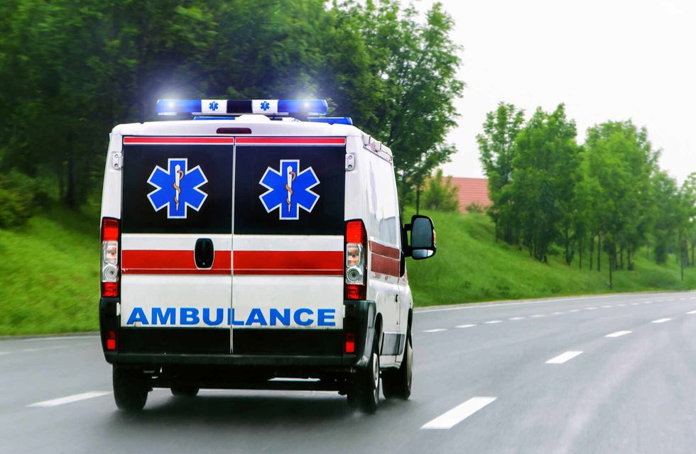 Ambulance van on the highway.
