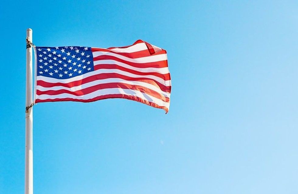 American flag low angle shot.
