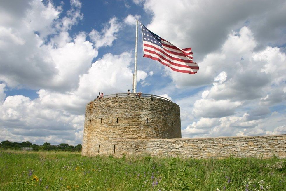 American flag on a building