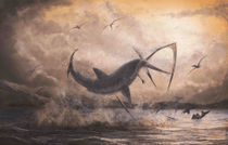 An animated image of the Cretoxyrhina capturing prey.