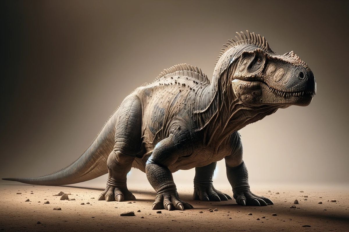 An Anodontosaurus against a plain, neutral background, displaying its armored body, short snout, and prominent shoulder spikes in detail.
