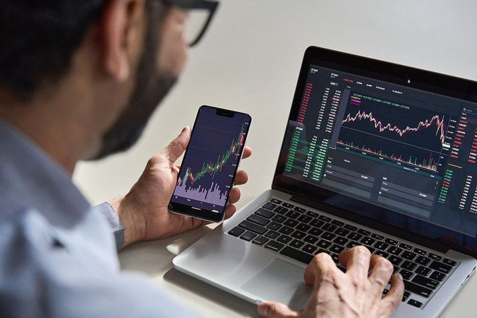 An investor checking the stocks
