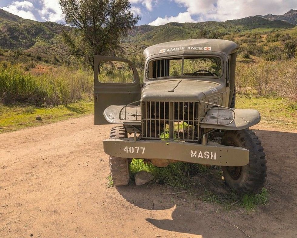 An old Army ambulance, used on the tv show MASH.
