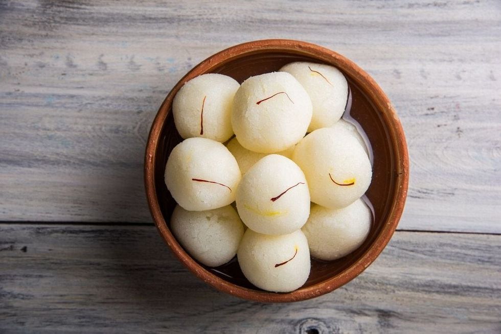 Angoori or mini Rassgulla / Rosogolla, famous Bengali sweet 