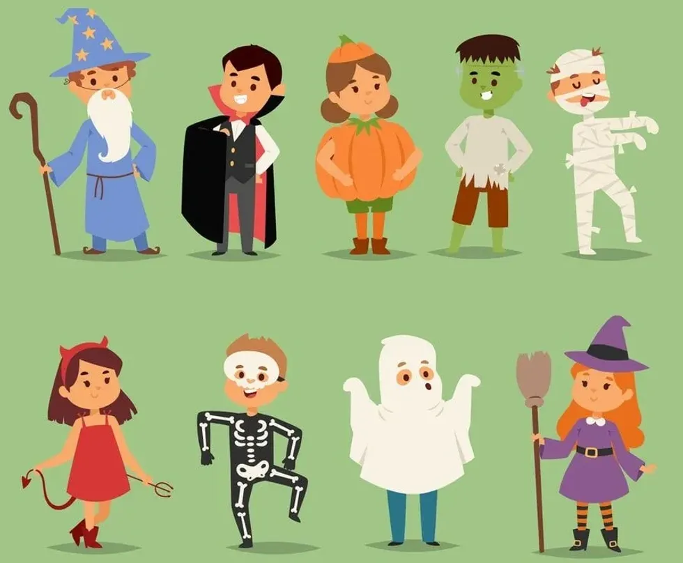 Animated characters wearing Halloween costumes which is inspiration for simple to make costumes at home.