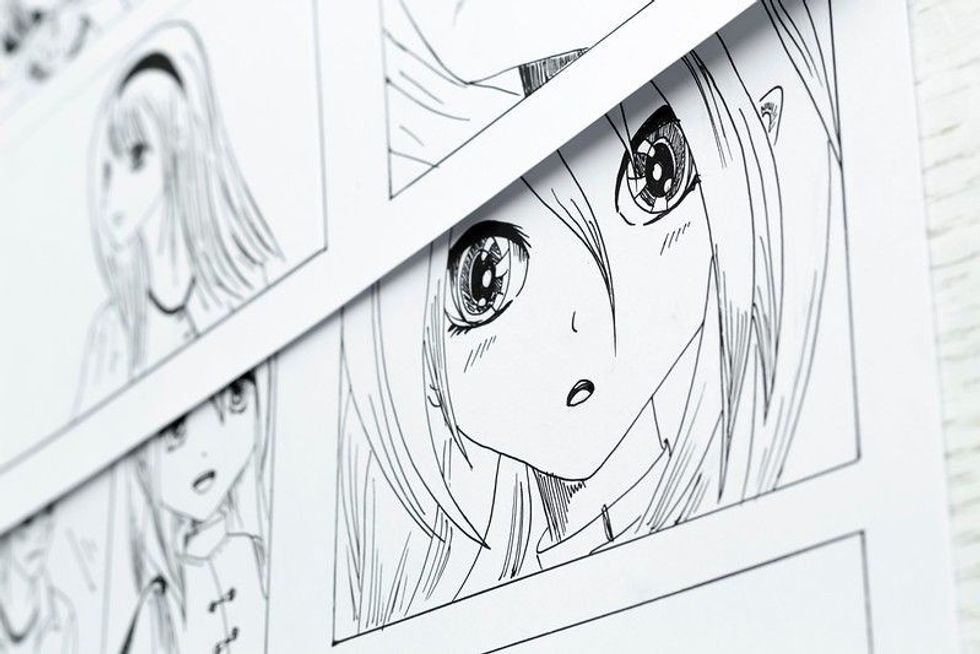 Anime & Manga in black and white display