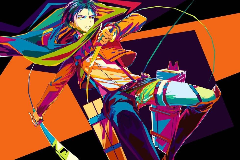 Anime of attack on titan in popart