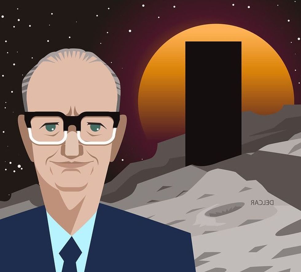 Arthur C. Clarke great american hard science fiction writer cartoon