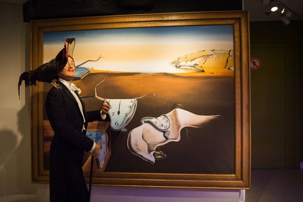 Artist Salvador Dali's wax statue in Madame Tussauds museum in Amsterdam.