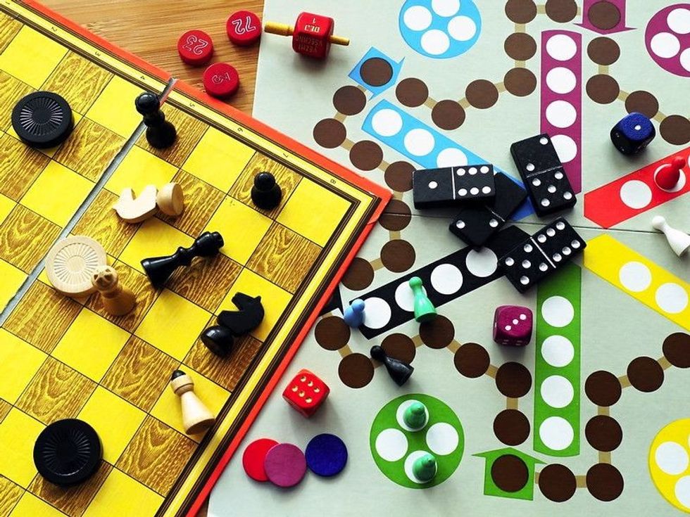 Assortment of various board game pieces