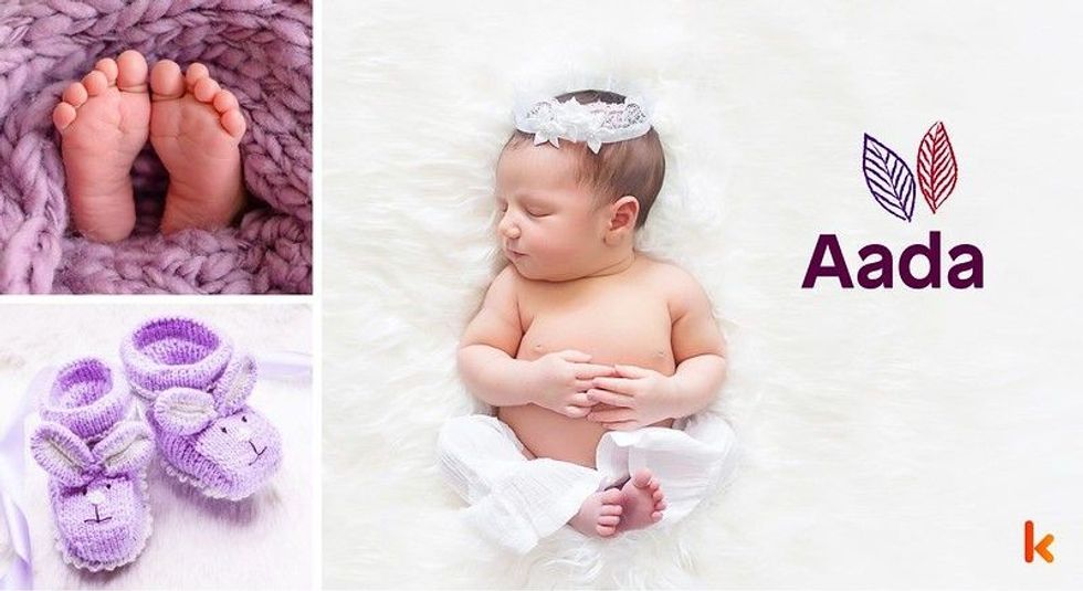 Baby name aada - cute baby & purple booties