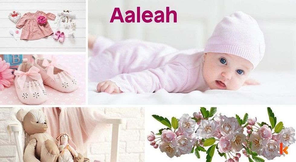 Baby Name Aaleah - cute baby, flowers, dress, shoes and toys.