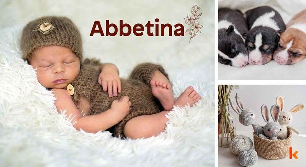 Baby name Abbetina - cute baby, crochet toys & puppies