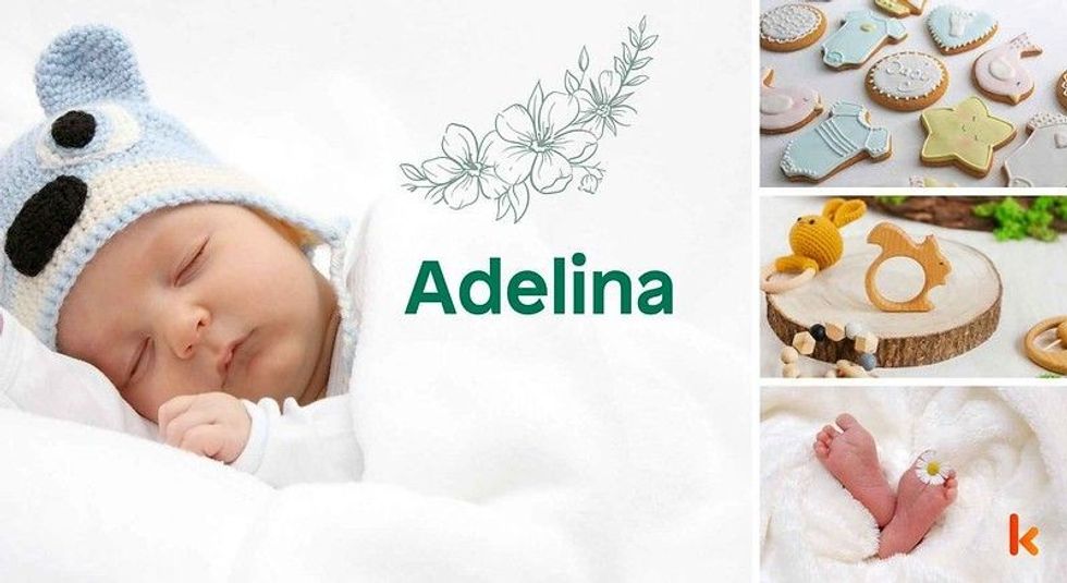 Baby Name Adelina - cute baby, cookies, baby foot, teether.