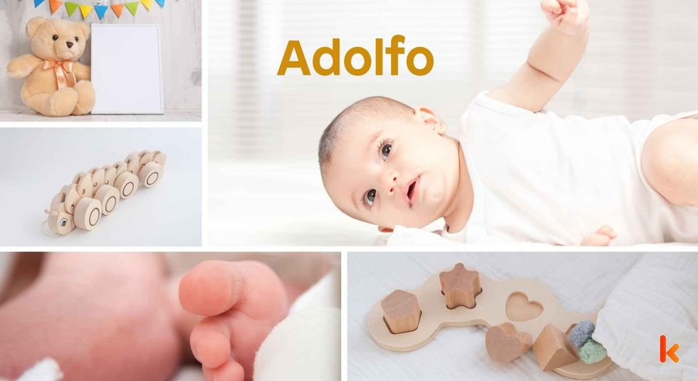 Baby Name Adolfo - cute baby, baby foot, teddy toy.