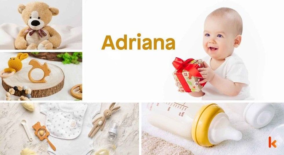 Baby Name Adriana - cute baby, baby clothes, baby teether, teddy toy.