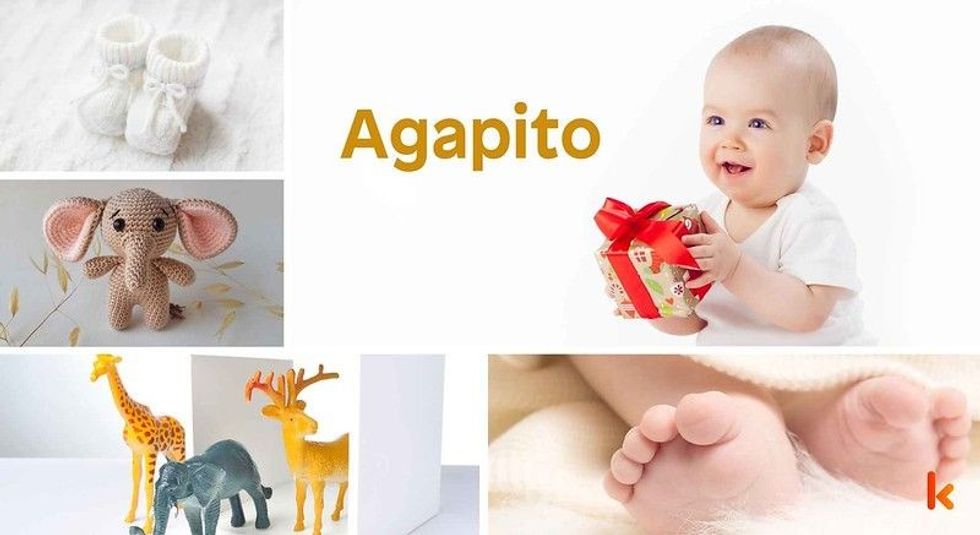 Baby Name Agapito - cute baby, baby booties, knitted toy, toys.
