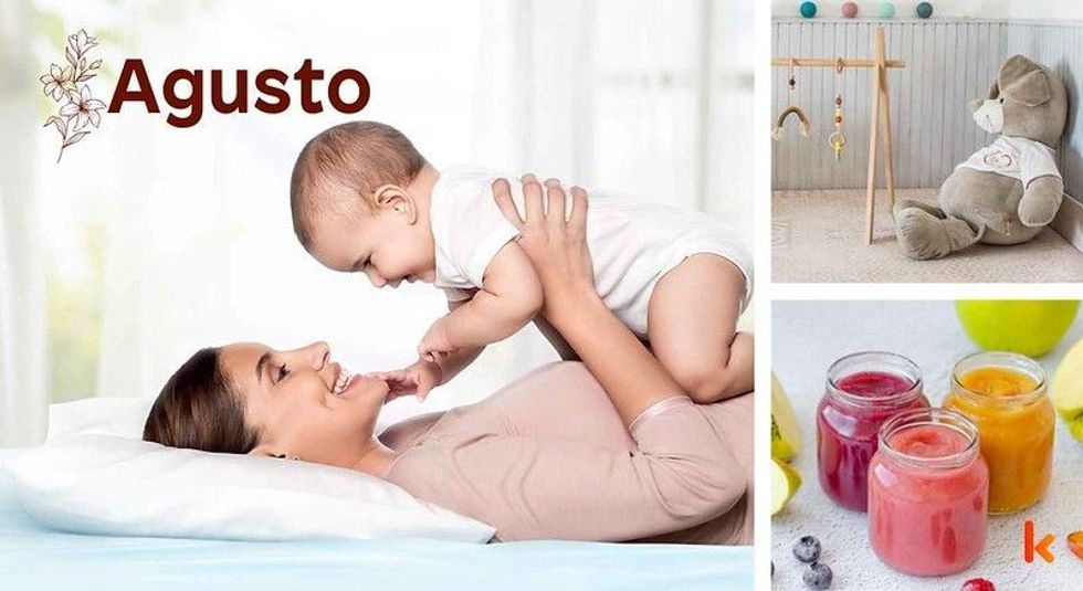 Baby name Agusto - cute baby, teddy, baby food & baby mobile