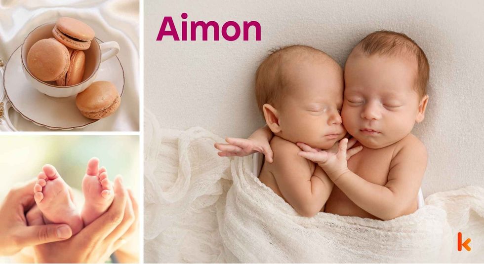 Baby name Aimon - cute baby, macarons and feet